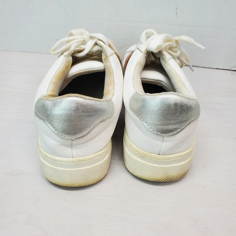 Time‎ and Tru Women's White Rainbow Stripe Sneakers Size 8.5 Comfort
